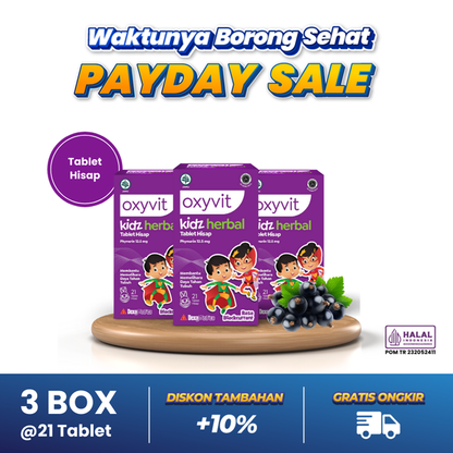Oxyvit Kidz Herbal Tablet Hisap - 3 Box